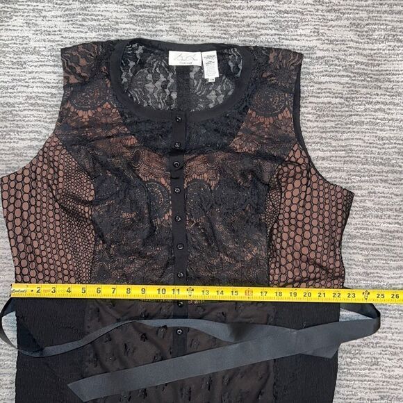 New Byron Lars Beauty Mark Black Floral Applique Lace Sheath Gisella Size 22 - Picture 13 of 16